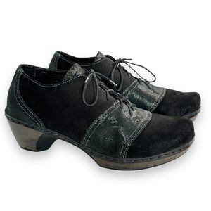 NAOT Clogs Womens US 6 EU 37 Black Leather Suede Oxfords Shoes Comfort Heels